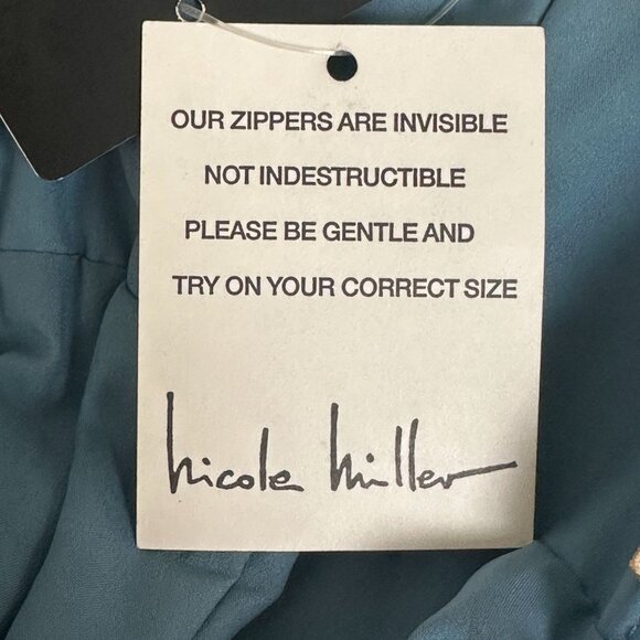 Nicole Miller Ruched Sleeveless Mini Dress Metallic Blue and Gold  Size 10 NWT - Picture 10 of 14